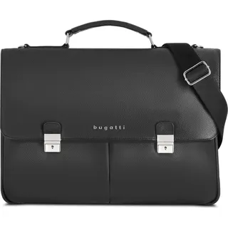 Bugatti Valencia Aktentasche XL Leder 3-Hauptfächer 43 cm Laptopfach grau
