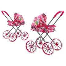 LeanToys Puppenwagen große Räder faltbar rosa Muster