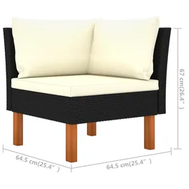 vidaXL Polyrattan Lounge-Set 6-tlg. schwarz