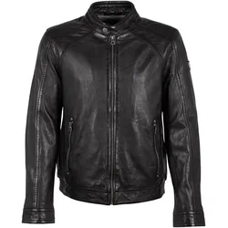 Lederjacke MAURITIUS "GMBreston", Herren, Gr. M, schwarz, Obermaterial: 100% Schafsleder, unifarben, modisch, regular fit kurz, Langarm Raglanärmel angesetztes Bündchen, Jacken, mit Reißverschluss, Stehkragen, Raglanärmel