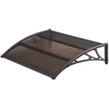 [en.casa] Vordach für Haustür Mellerud Überdachung 120 x 100 cm Pultvordach Balkon Türüberdachung Polycarbonat Aluminium Schutzdach Terrasse Schwarz/Braun
