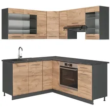 Vicco Winkelküche Fame-Line L-Form 190 cm Goldkraft Eiche/Anthrazit