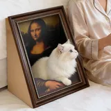 Mona Lisa Kratzbett - 42x35x53cm Mona Lisa Katzenbett, Monalisa Katzenhaus Mit Kratzfunktion, Kratzbrett, Katzen Leben In Berühmter Malerei, Retro Bilderrahmen Katzenhaus Für Kleine Große Kätzchen