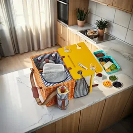 Tectake Picknickkorb Rügen braun 46,50 cm x 30,00 cm x 32 cm