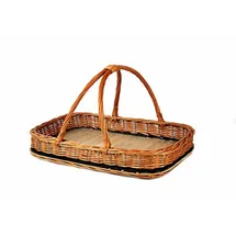 MyBer MyBer® Tablett Serviertablett Korb aus Weide für Obst Brot Gebäck Weidentablett Weidenkorb Tragekorb Tragetablett B/T/H 45/30/8cm(23cm mit Henkel) braun Handarbeit K2-136