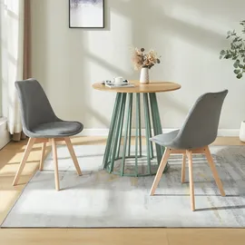 [en.casa] Esszimmerstuhl Fläten Cord grau 2er Set