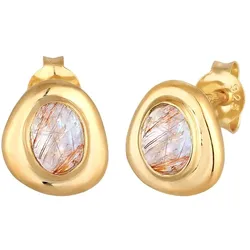 Elli PREMIUM Elli PREMIUM Ohrringe Quarz Edelstein Engelshaar Elegant 925 Silber   Damen 