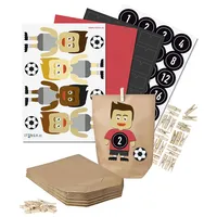 DIY Fußball-Adventskalender Set zum Basteln - Basteladventskalender Fußball - zum selber befüllen - Trikot rot Hose schwarz Sticker schwarz