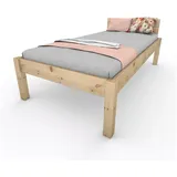 TUGA-Holztech Massivholzbett Pfostenbett "metallarm" Zirbe Holzbett "Daybett" 100 x 200cm 48cm, Breite 80 90 100 120 140 160 180 200 Länge 190 200 210 220 H=38/48/58 100 cm x 200 cm x 48 cm