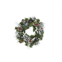 Heitmann Deco dekorierter Weihnachts-Kranz mit Zapfen und Geweihen - künstliche Tanne-Zweige - Deko-Kranz - grün/weiß
