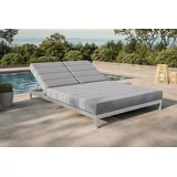 OUTFLEXX Bite Gartenliege, hellgrau/weiß, Alu/Polyester, 210 x 144 cm, hohe Belastbarkeit