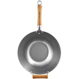 Ken Hom Carbonstahl Wokpfanne, 32cm, Excellence, Wok Induktion, Natürliche Patina Antihaftbeschichtung, Holzgriff, 5 Jahre Garantie