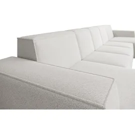 beautysofa Ecksofa PEDRO U XL, breite Ottomane, Farbe: Weiß (Raven21) - Weiß