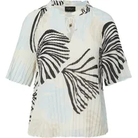 s.Oliver Festliche Chiffon-Bluse mit Plissee und Rüschen - creme/mehrfarbig - 36