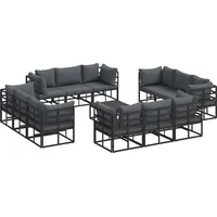 vidaXL Garten-Lounge-Set 13-tlg. schwarz Aluminium