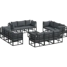 vidaXL Garten-Lounge-Set 13-tlg. schwarz Aluminium