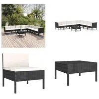 vidaXL 9 tlg. Garten Lounge Set mit Auflagen Poly Rattan Schwarz - Garten-Sofagarnitur - Garten-Sofagarnituren - Gartensofa-Set - Gartensofa-Sets - Schwarz