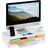 Relaxdays Monitorständer, 2 Schubladen, PC Erhöhung für Schreibtisch, Bambus & MDF, HBT: 12 x 55,5 x 27 cm, weiß/Natur,