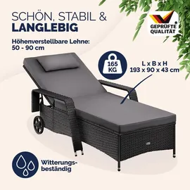 CASARIA Sonnenliege 90 x 43 x 165 cm Schwarz/Anthrazit