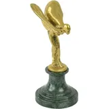 Casa Padrino Luxus Briefbeschwerer Skulptur Frau mit Flügeln Gold / Grün 7 x 8 x H. 16 cm - Elegante Bronze Figur mit Marmorsockel - Luxus Schrei...