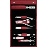 Zwilling Maniküre Set 7tlg. mit Nagelknipser, Leder, rot