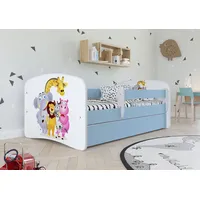 Sellbee Kinderbett Jugendbett 70x140 cm Blau mit Matratze Rausfallschutz