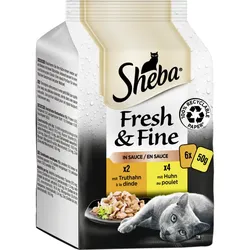 Sheba Fresh & Fine in Sauce mit Huhn und Truthahn 6x 50G