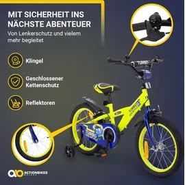 ACTIONBIKES MOTORS Actionbikes Kinderfahrrad Turbo 16 Zoll Stützräder, V-Brake-Bremsen, Lenker-/Kettenschutz, Klingel