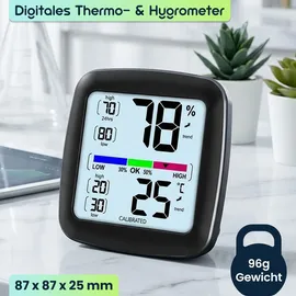 casativo Digitales Präzisions-Thermo-Hygrometer Schwarz