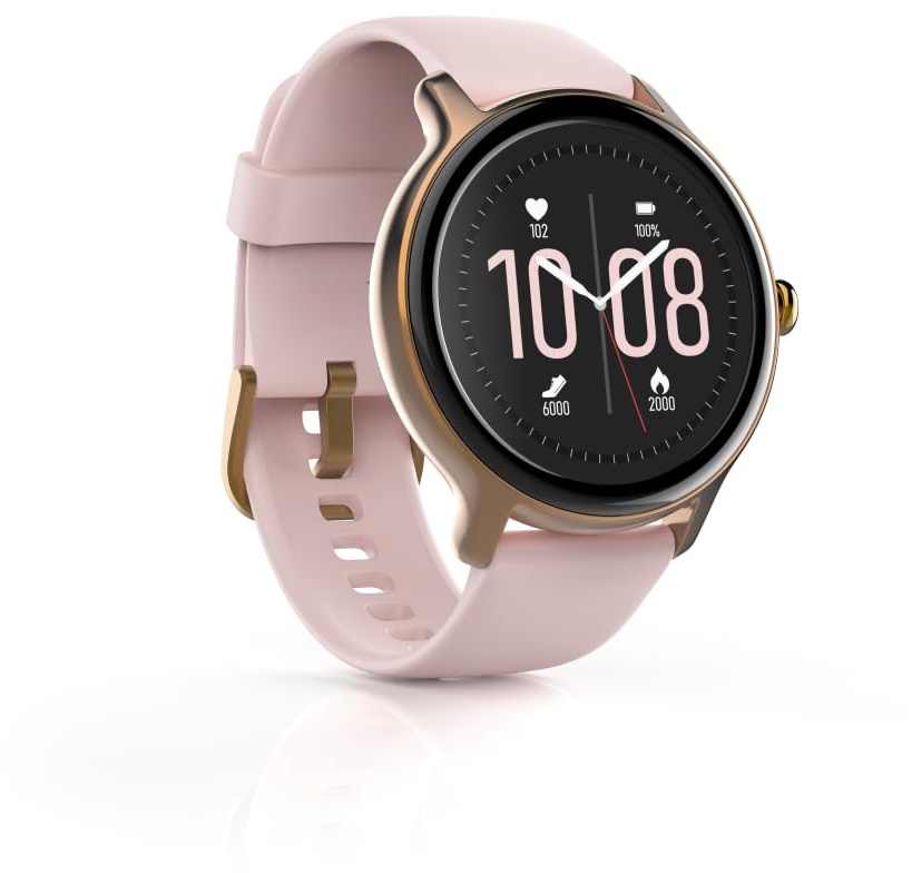 Hama Smartwatch 4910, IP68 wasserdicht (Fitness-Uhr Damen, 1,09"-Full-Touch-Farbdisplay, Blutsauerstoff-, Pulsmesser, Schlaftracker, Kalorienzähler-Armband, Schrittzähler, Smart-Watch Damen) rosé-gold