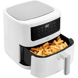 MEDION Heissluftfritteuse "P10 XL (MD 11750), 6,8 L Korbvolumen, 9 Automatikprogramme, Vorheizen", weiß, B:33cm H:40cm T:33cm, Fritteusen, Temperatur einstellbar 50 - 200 C, ILAG Beschichtung, Timer
