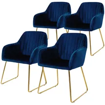 ML DESIGN modern liv Esszimmerstuhl 4er Set Samt blau