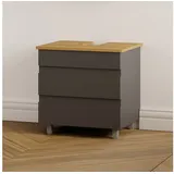 Karen Waschbeckenunterschrank Waschbeckenunterschrank Lara (Stehender Waschtischunterschrank, 2-St., Unterschrank, Konsolenplatte mit Siphonausschnitt, Füße) grau 60 cm