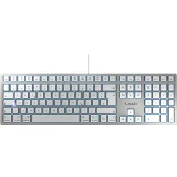 CHERRY KC 6000 SLIM FOR MAC Tastatur, Ultra flaches Design-Keyboard mit Mac-Layout, kabelgebunden, silber