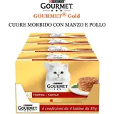 4x Purina Gourmet Gold Herz Rind 4x85g Katze Essen Nass für Katzen