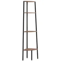 Furnicato Eckregal mit 4 Böden Dunkelbraun und Schwarz 45,5x31,5x150