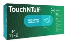 Ansell TouchNTuff® 92-605 Einmalhandschuhe mit Stulpe, grün 92605090 , 1 Karton = 10 Packungen à 100 Stück, Größe 8,5 - 9