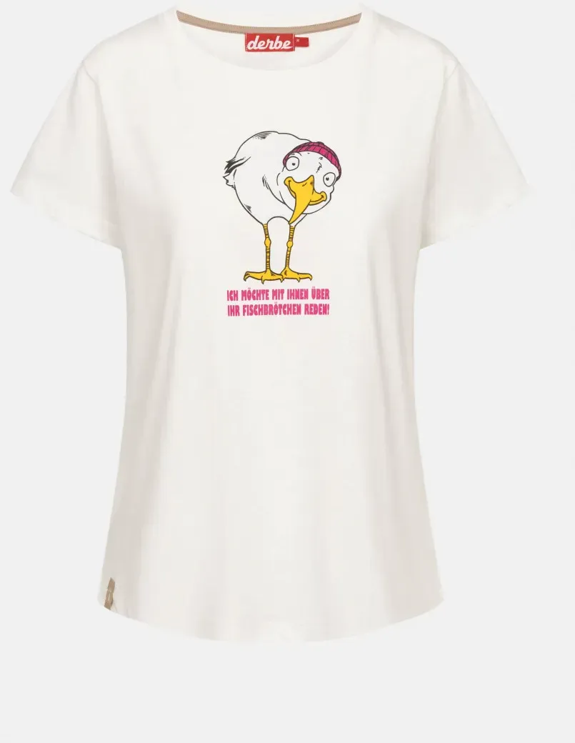 Derbe T-Shirt Brötchenmöwe Damen Weiß GOTS Organic