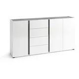 Dmora - Kommode Banjul, Wohnzimmerbuffet, Wohnzimmer-Sideboard, Moderne Küchen-Speisekammer, Made in Italy, 180x38h92 cm, Glänzendes Weiß und Anthrazit