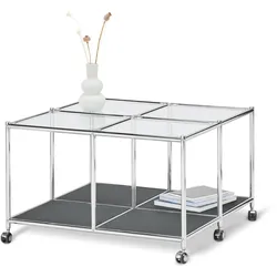 Tchibo - Couchtisch mit Rollen »Cn3« - 78x78x44,5cm - chrom - Metall / Glas / Metall