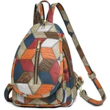 DEEVORCA Rucksäcke für Damen Exquisit Frauen Rucksack Farbblockdesign Frauenrucksack Arbeit Rucksack Urlaub Rucksäcke Damen Reise Tagesrucksack IPad Rucksack Wasserdichtes PU Leder Blau