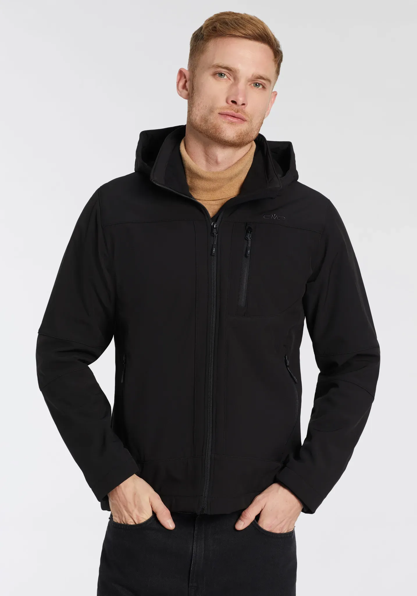 Softshelljacke CMP, Herren, Gr. 56, schwarz, Softshell, Obermaterial: 96% Polyester, 4% Elasthan. Futter: 100% Polyester. Innenseite: 100% Polyester, taillenbedeckt, hoch geschlossener Ausschnitt, angesetztes Bündchen mit Windstopper, Jacken Softshelljacke, mit hochschließendem Kragen, 3-lagig, wasserabweisend, winddicht