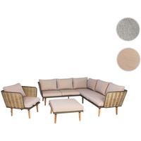Gartengarnitur HWC-L31, Garnitur Lounge-Set Sofa Outdoor, Spun Poly Metall Poly-Rattan MVG-zertifiziert ~ beige-braun