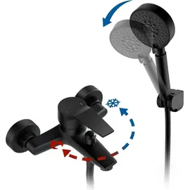 luxuskollektion Auralum Badewannenarmatur Schwarz mit Handbrause 5 Funktionen