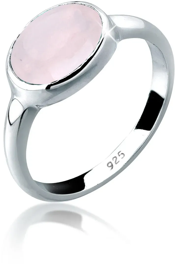 Elli Fingerring »Ring Rosenquarz Solitär 925 Sterling Silber« Elli Rosa 58