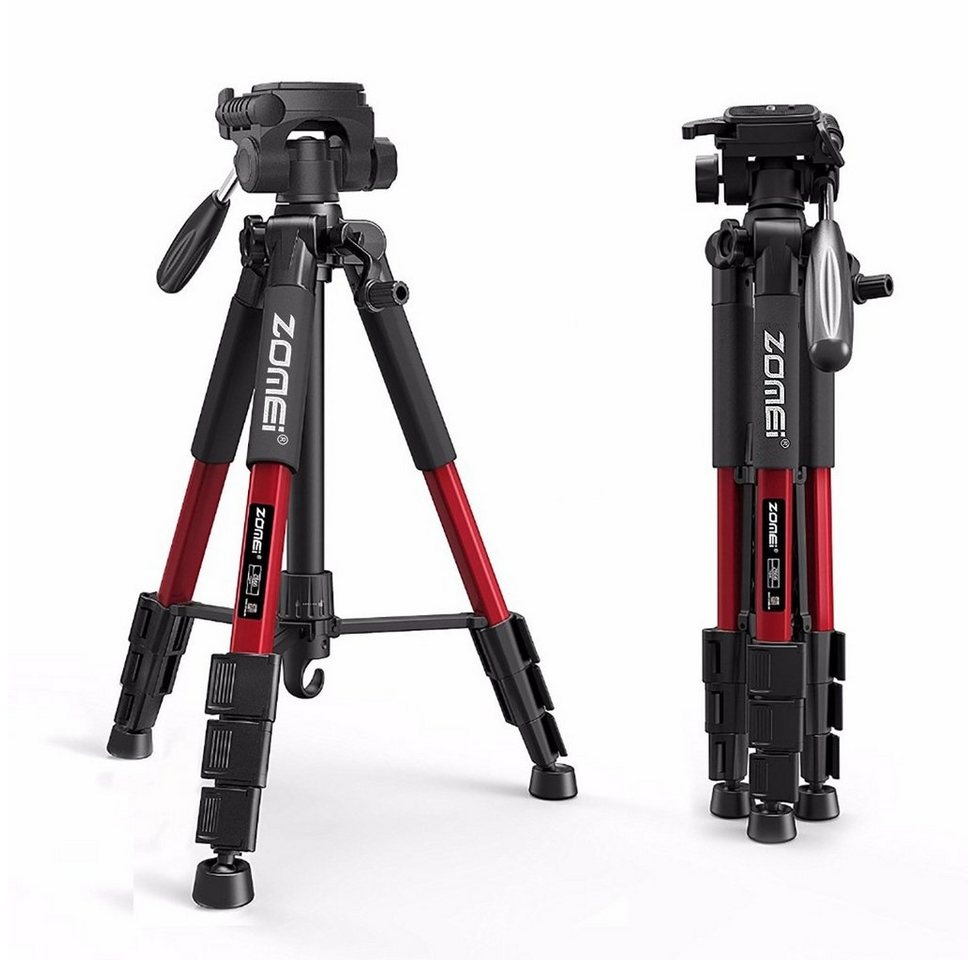 XDeer Kamera Stativ,Professionelles Tragbares Reise-Aluminium-Kamerastativ Einbeinstativ (140cm,Camera Tripod für DSLR,Dreibeinstativ für Smartphone) rot
