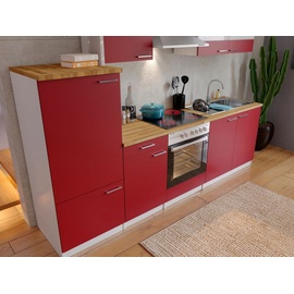 Respekta Küche Küchenzeile Leerblock Einbauküche Weiß Rot Malia 270 cm
