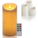 buttinette LED Outdoor Kerze, mit Timer, |Creme 20 x 10 cm