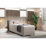Sofnet Boxspringbett Fren Mini mit Bettkasten - Einzelbett mit Bonell-Matratze und Topper, Polsterbett mit Holzfüße, Bett, Kinderzimmer (Beige (Paros 02... - Beige