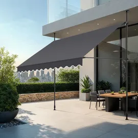 Tectake tectake® Klemmmarkise, mit Handkurbel, höhenverstellbar - 304 cm, einfache Montage